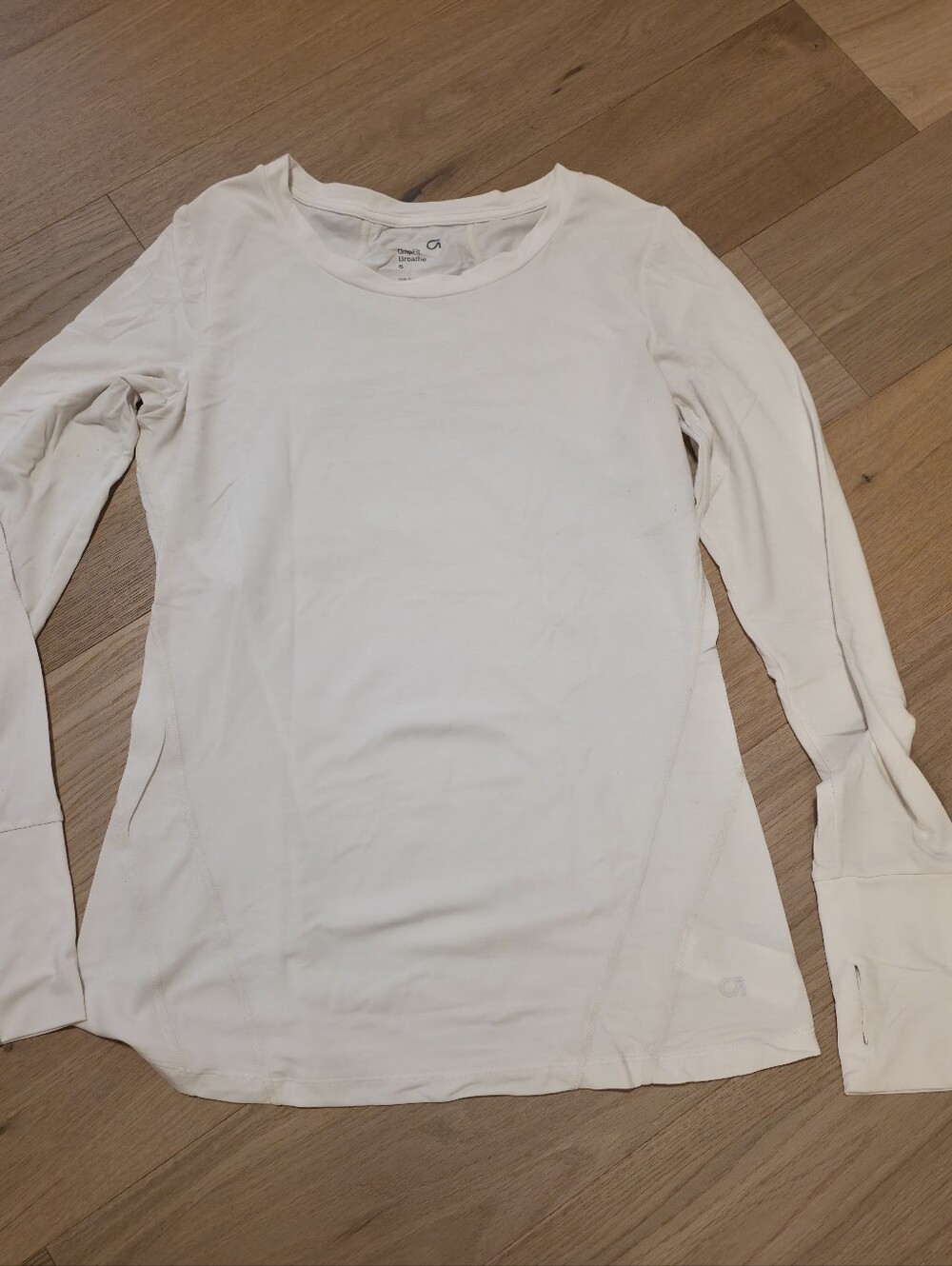 Gap Fit White Long Sleeve Crew Neck Top